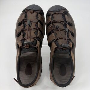 Propet MSV002L Mens Brown Leather Fisherman Hiking Sandals Extra Wide 3E Size 10